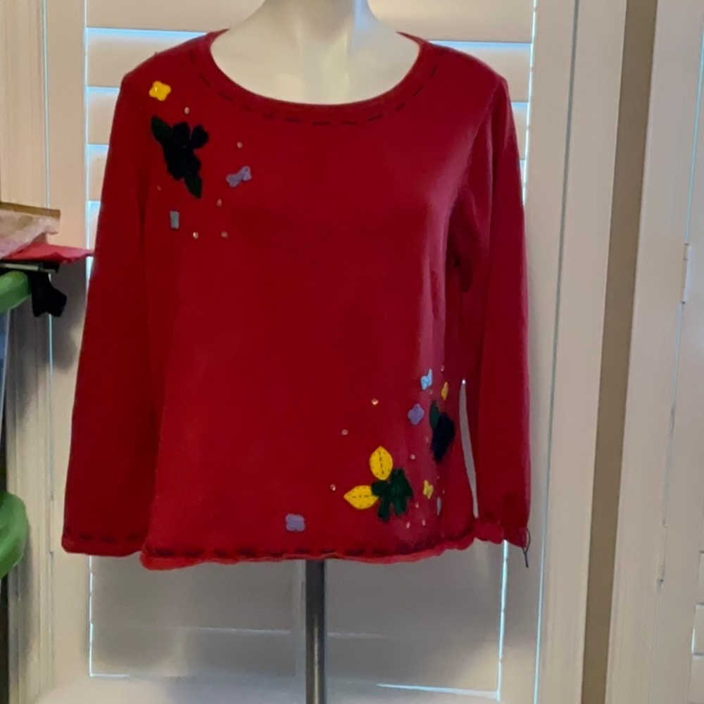 Red Floral Women's Sweater
